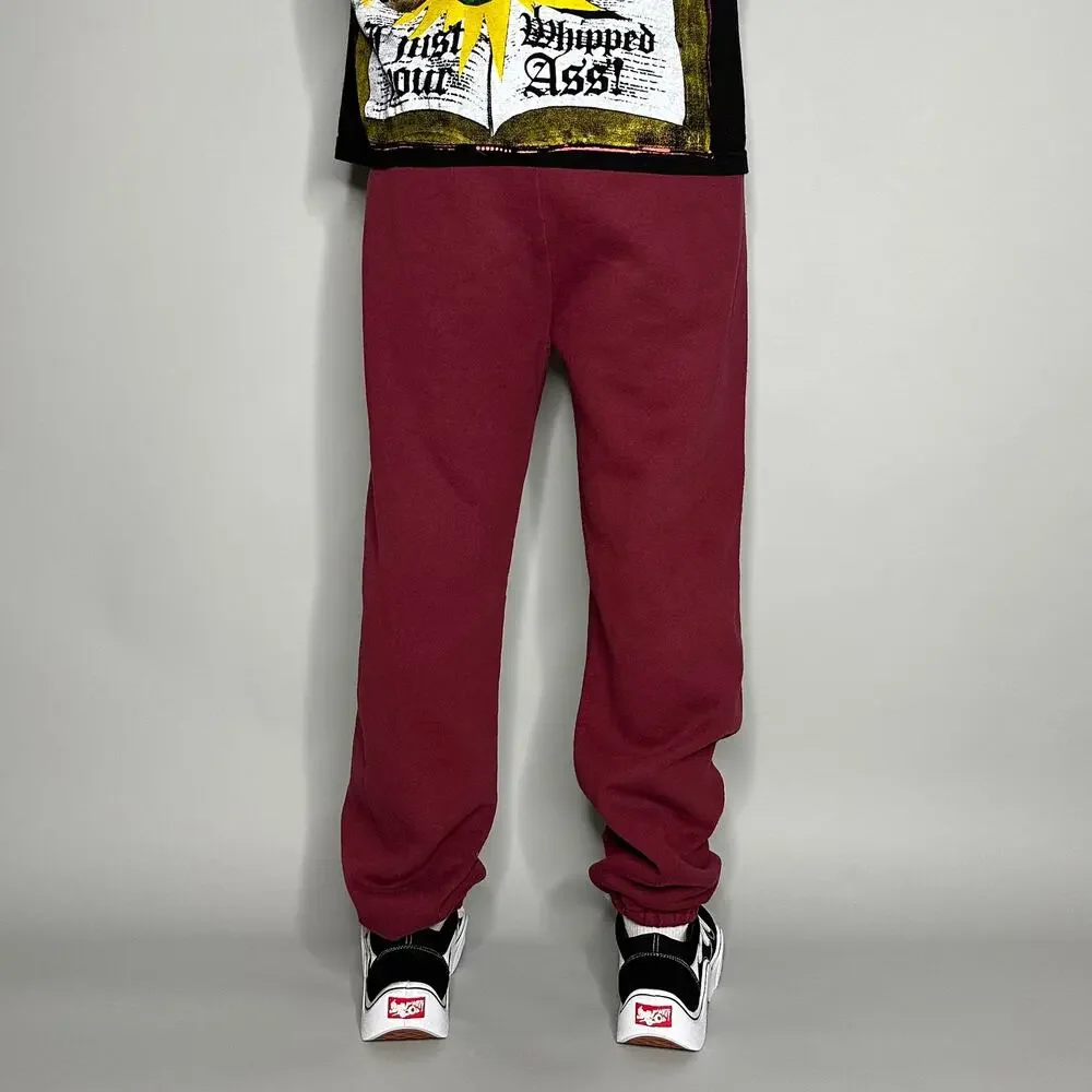 Vintage 90s Russell Sweatpants Mens L Baggy Maroon Red Cotton Joggers Made USA - Picture 3 of 4